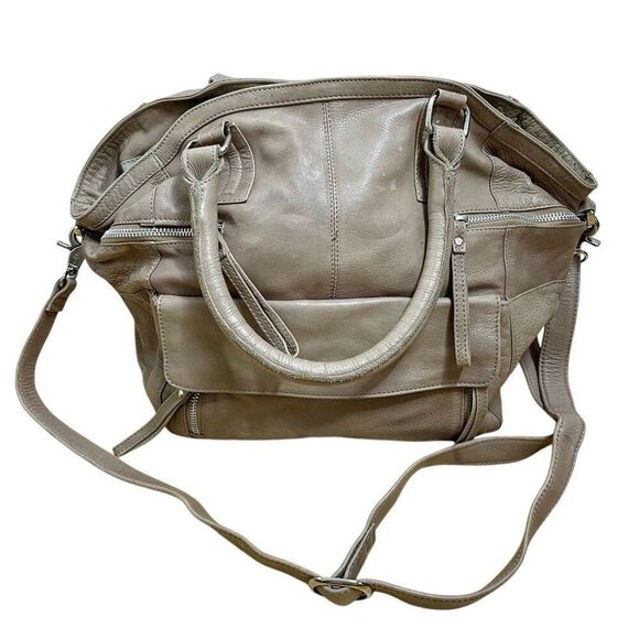 Day and Mood Hannah Bag Gray Beige‎ Taupe Satchel shoulder strap Hobo Leather - Picture 1 of 13